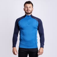 BREAKOUT MAN men's merino zip neck T-shirt blackened blue/blue