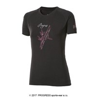 E NKRZ ladies bamboo short sleeve T-shirt black/purple sew.
