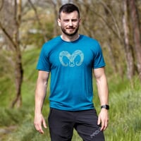 HRUTUR "RAM" short sleeve merino T-shirt petroleum melange