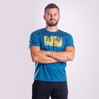 HRUTUR "RAM" short sleeve merino T-shirt petroleum melange