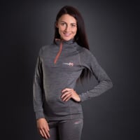 MB TRZZ ladie's functional long-sleeved T-shirt grey melange/apricot