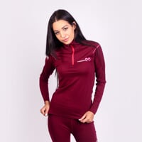 MW NRZZ mens zip neck merino T-shirt plum melange