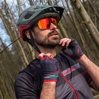 SOLAR MITTS fingerless cycling mittens black/red