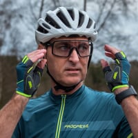 SOLAR MITTS fingerless cycling mittens petroleum/lime