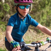SOLO MITTS kid's cycling mittens petroleum/lime