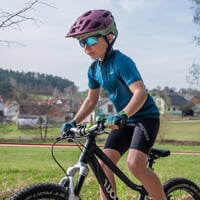 SOLO MITTS kid's cycling mittens petroleum/lime